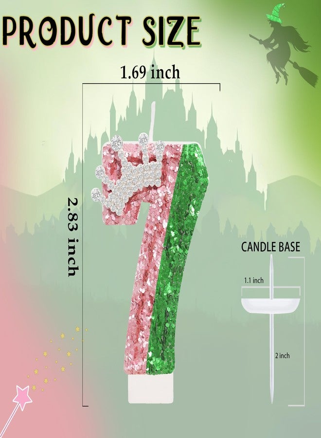 ElekFX Pink and Green Birthday Number Candle, Wicked Birthday Number Candle, Cake Topper Decoration for Birthday Party Decorations (Number 7) - Image 2